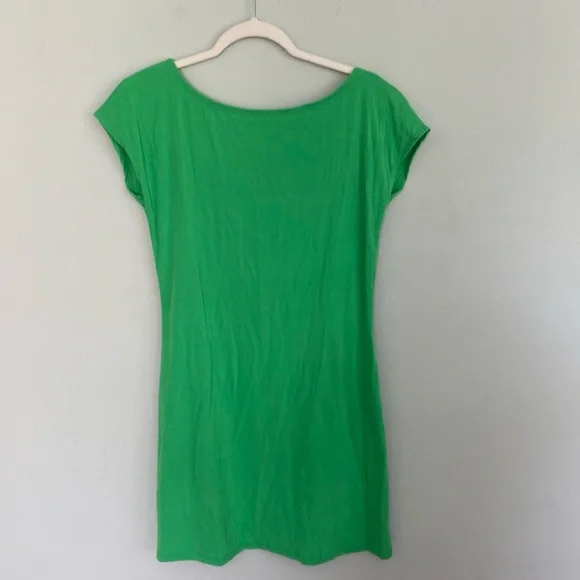 Free People Beach Green short sleeve mini dress with low back size large - Picture 3 of 7